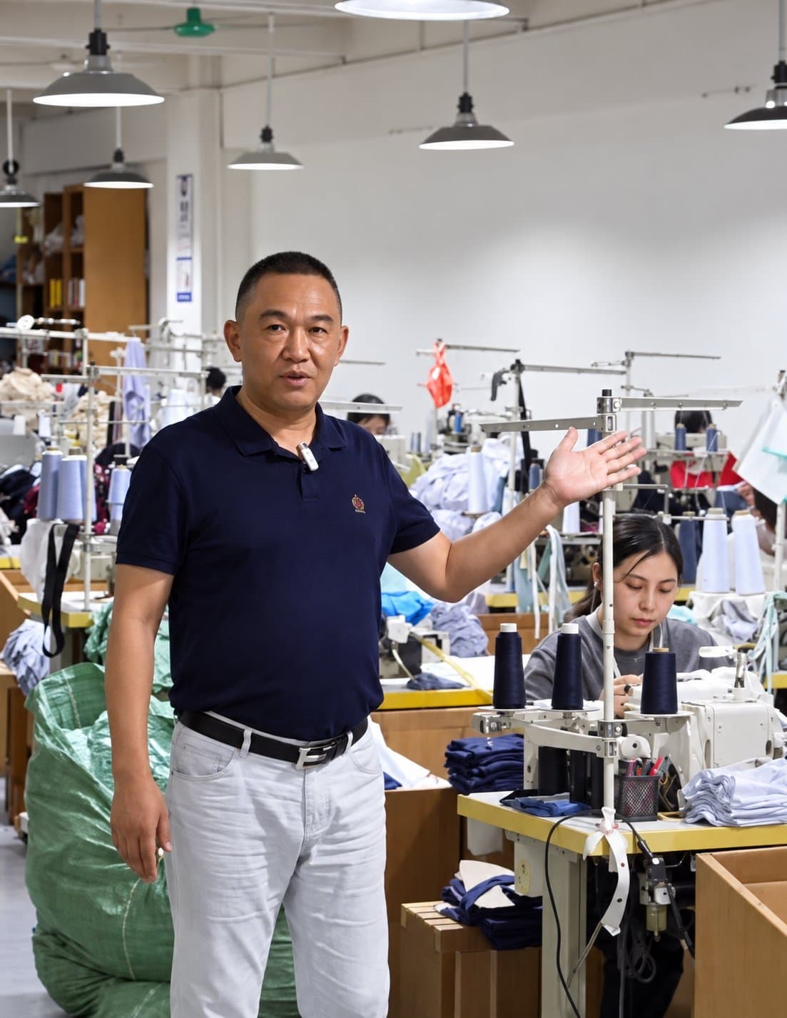 Founder walking through the cut-and-sew floor